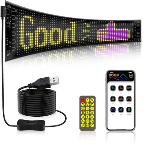 Devil Eyes LED Augen für LKW, Auto, DIY Car Dynamic LED Colorful Eye Lamp Soft Screen mit APP und Fernbedienung, RGB Programmierbar Bluetooth Leuchtreklame IP65 wasserfest Plus Size(92 * 374mm)