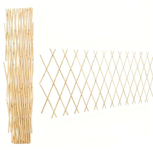Sprigra Natural Bamboo Trellis, Expandable Fence, Outside Lattice Fence 36x92 Inch, Reusable Decorative Fence for Climbing Plants Support or Outdoor Yard