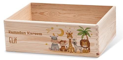 Lilleta ® Personalisierte Kiste Ramadan (13.01.) - Ramadan Kalender 2025 aus Holz mit Namen - Kalender für Kinder & Erwachsene (Holzkiste)