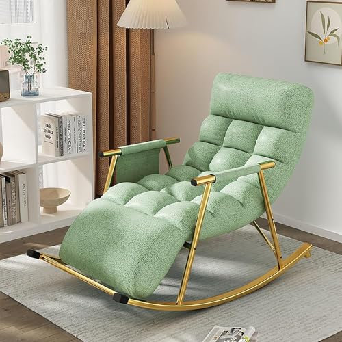 Oversized Padded Zero Gravity Chair Outdoor Rocking Chair Heavy Duty Adjustable Recliner Adjustable Backrest And Footrest For Indoor Living Room Outside Balcony Bac(Size:Golden legs,Color:Mint Green)