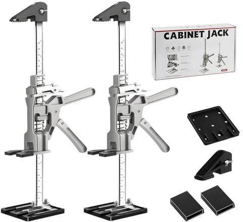 panthem Lot de 2 élévateurs économes de travail - Hauteur : 39 cm - Outil de levage avec échelle et descente lente - Outil de montage pour soulever et aligner avec précision les portes, carreaux