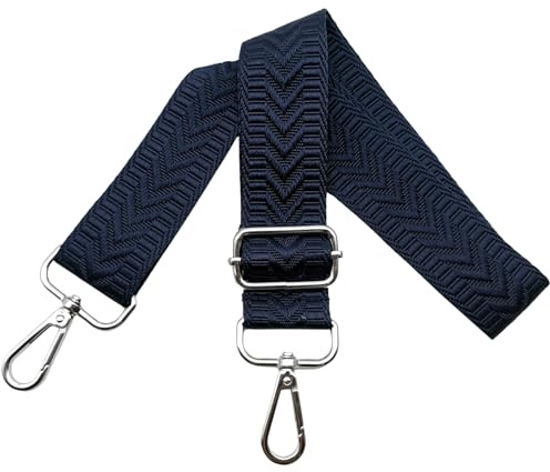 Taschengurte zum Wechseln Verstellbarer Schultergurt für Taschen, Breit 3.8 cm Schulterriemen mit Silber Karabiner Gurt für Damen Handtasche, Crossbody, Dunkelblau, U2