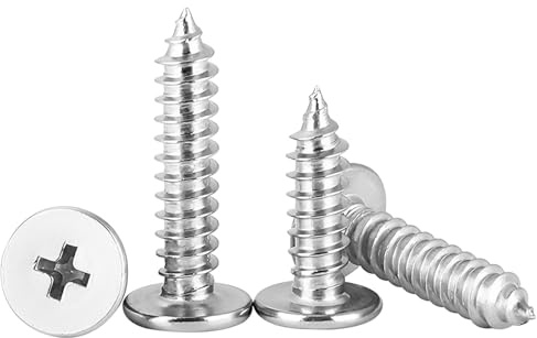 Qrity 20 Pezzi Viti a Testa Piatta Phillips, Viti Autofilettanti in Acciaio Inox, Fissaggi a Testa Sottile per Mobili in Legno, Plastica, M2,3x4mm