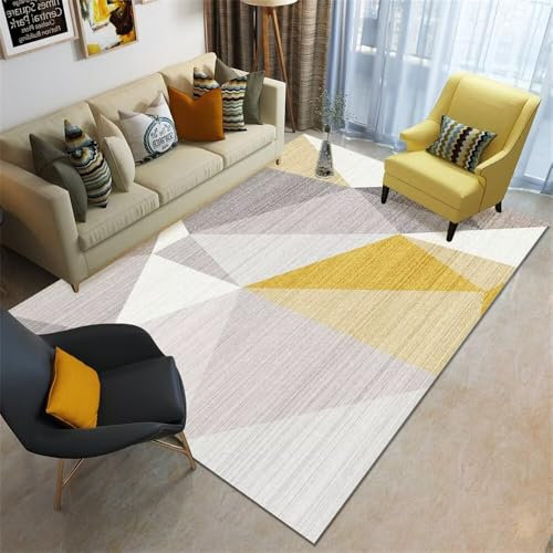 DJHWWD Waschbare+Teppiche schöne Teppich Gelber waschbarer 120x180CM Grau Webteppich waschsauger vorraum