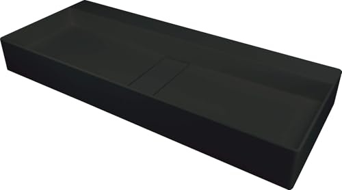 Lavabo in granito d'appoggio con copripiletta finitura nera 80x40 cm - Ketys