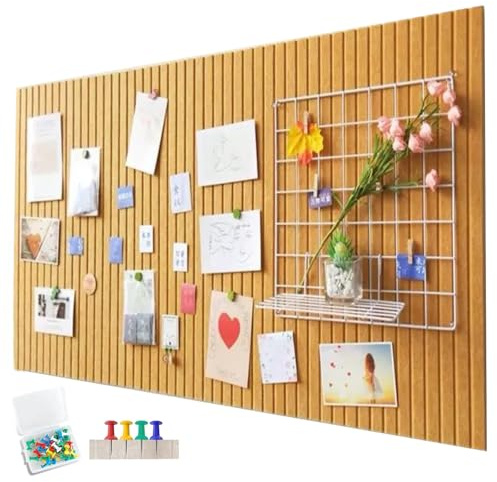 Große Filz Pinnwand Selbstklebend ，60 x 40cm Filzboard，dekorative Pinnwand aus Filz， 0,9cm dick，faltbare Fototafel Memotafeln Memo Boards Bulletin Board Wanddekoration für Büro Küche,Erdgelb