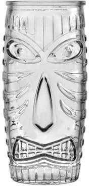 PEGANE Lot de 12 Verres TIKI en Relief pour Cocktails Exotiques boisson jus 59cl - Dimension : 7.8x7.8x17cm