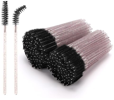 Tbestmax 200Pcs Disposable Mascara Wands, Colorful Handle Eyelash Brush Spoolies for Eye Lashes Extension Eyebrow and Makeup, Black