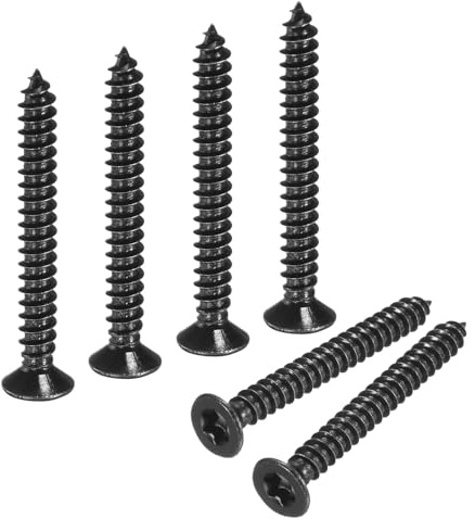 M METERXITY 100 Pack Torx Screws, M4 x 35mm Flat Head Wood Screw 304 Stainless Steel Full Threaded Countersunk Self Tapping Star Sheet Metal Bolts for Wood/Furniture [Black]