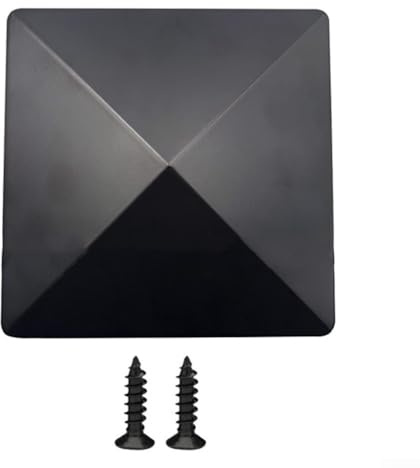 Tappo decorativo per pali in plastica da 10,2 x 10,2 cm, quadrato, resistente alle intemperie, protezione per pali in legno per esterni, con viti di montaggio, nero (1 pezzo)
