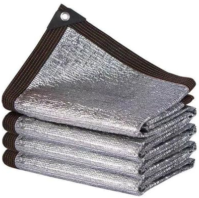 Telo ombreggiante in alluminio resistente, 99% riflettente ai raggi UV, con occhielli, telone a vela solare, per piante, auto e animali domestici, disponibile in misure 4 x 8 m