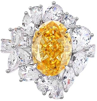 Ayoiow Platin Ringe für Damen Echt, 7ct Citrin und Moissanit Halo Pflastern Vorsteckring für Ehering, Platin 950 Größe 57 (18.1)