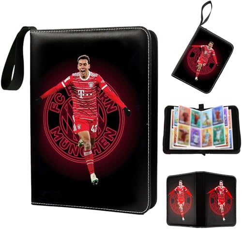 Fussball Karten Sammelalbum mit Reißverschluss Tragegrif- 400 Taschen Fussball Sammelkarten Album Karten Sammelmappe Sammelheft,Wasserdichter Karten Hefte Halter Ordner Buch Hüllen für Geschenk Kinder