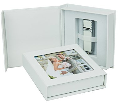 USB-Box für 1 USB-Stick mit Bildfenster. Flash Drive Aufbewahrungsbox. (Weiss)