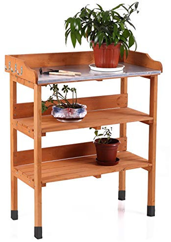 Wooden Potting Planting Table Practical Working Decorative Flower Bench Station Garden Greenhouse