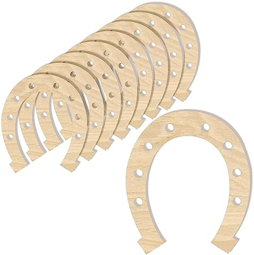 Creative Deco 10 x Hufeisen Holz Basteln Anhängers | 16,5 x 14,5 cm | aus Sperrholz | DIY Unlackierten Form-Scheiben | Kindergeburtstag | Ausschnite für Bemalen, Dekorieren, Geschenk & Decoupage