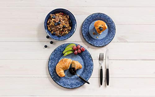 Unbekannt Vajilla de melamina Stone Azure, 12 Piezas, para 4 Personas, Plato y Cuenco (9329917936)