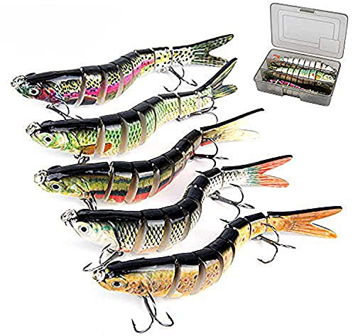 Kastwill Kunstköder Angel-Köder Wobbler Set Multi Verbunden Swimbait Jerkbait Bass Köder mit 2 Drillingshaken Gummifische für Hecht Barsch Zander Angeln Köder