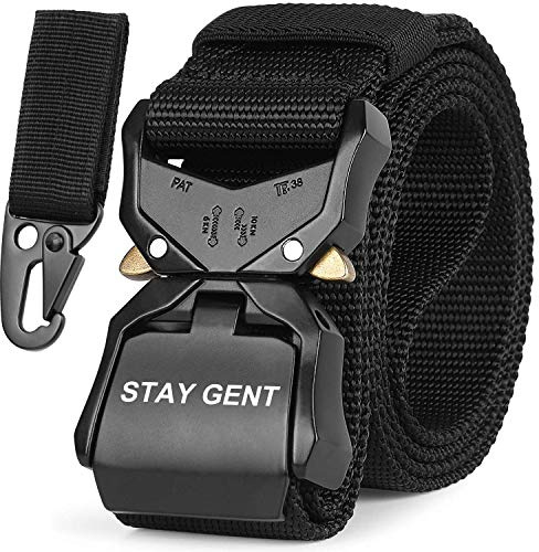 STAY GENT Tactical Belt for Men, Quick Release Military Style Belts with Buckle, Heavy Duty Nylon Webbing Work Belt for Outdoor Activities and Utility