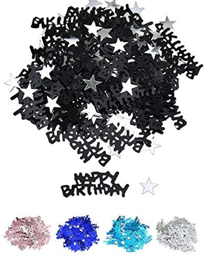 DIWULI Happy Birthday Konfetti Sterne Schwarz Tisch-Deko