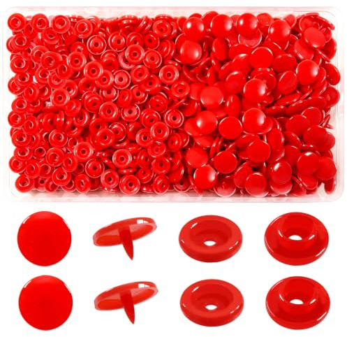 Toaob 150 Stück Druckknöpfe aus Kunststoff, T5, 12 mm, Rot, für Zubehör, Nähen, Kleidung, DIY, Basteln, Scrapbook