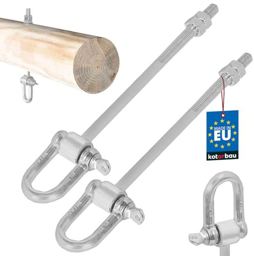 KOTARBAU® Juego de 2 Ganchos M12 x 190 mm Gancho para Columpio Jardin Sillas Colgantes Hamaca Jardin Gancho para Colgar con Grillete y Perno Fijación de Pernos Galvanizado