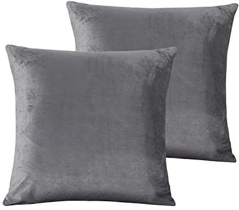 Damier 2er-Pack Kissenbezug 80x80cm Grau Winter Plüsch Kopfkissenbezug Weiches und Warm Cashmere Touch Kissenhülle Doppelpack