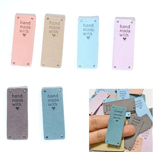 PU Handmade Label Leder, 30 Stück Kunstleder Etikett Zum Annähen Verzierung Strickzubehör, Geprägte Tag Für DIY Kleidung