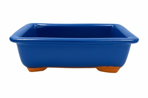 FRANCACOR Maceta TERRINA Bonsai Barro ESMALTADO Colores (27 X 18.5 X 9 CMS, Azul)