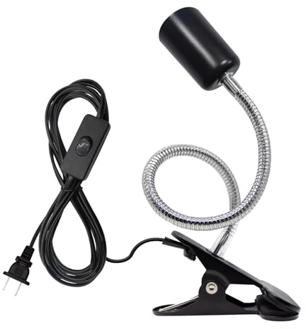 FEYAIM Clip Lamp Holder Adjustable Switch Clip Light Flexible Clip lamp Holder Clip Desk Lamp Socket Adjustable Light Stand Clamp Lamp Base Light Socket Gooseneck for Bedroom Lighting