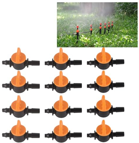 50 piezas de válvula de riego por goteo, válvula de cierre de riego por goteo, accesorios de manguera de jardín 4/7 mm de diámetro exterior 6 mm/0,2 pulgadas válvula de conmutación de riego por goteo