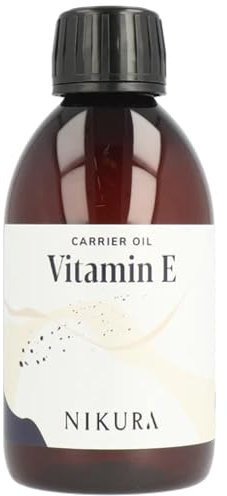 Nikura Vitamin E Oil - 250ml | Vitamin E Oil for Skin, Face, Hair, Body, Scalp & Nails | Moisturising & Hydrating | For Essential Oils | Natural, Vegan & UK | BPA Free