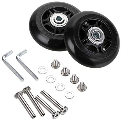 IGNPION Roulettes de Valise, Roues de Rechange, lot de 2, 80 * 24mm, Noir