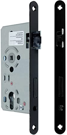 SN-TEC Profilzylinder Türschloss Objektschloss mit Flüsterfalle Kl.III PZ vorgerichtet 55/72/8, Schwarz lackierte Stulp 20x235mm, DIN Rechts abgerundet (PZ Profilzylinder RECHTS)