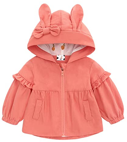 famuka Giacche Bambine e ragazze Giacca a Vento Bambina Coniglietto Cappotto (Arancione, 3T)