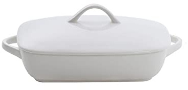 Mgiahekc Bakeware Sets Ceramic with Lids, Rectangular Ceramic Baking Dish, Suitable for Baking Oven Microwave,white