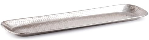 Orientalische Deko Serviertablett Hedye aus Aluminium in Silber 58 cm