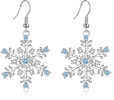 EVER FAITH Damen Ohrringe österreichischen Kristall Winter Party Schneeflocke Haken baumeln Ohrstecker Ohr Schmuck klar Gold-Ton