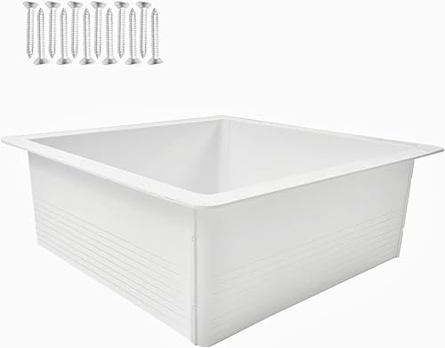 2012 RV Vent Fan Ceiling Garnish Trim Ring 14x14 with Deep 5.6 Vertical Leg Decorative Interior Trim for Camper Trailer Motorhome Roof Vents, Dark Wood Grain (White)