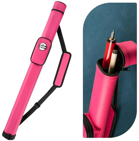 Trymaker Funda rígida para tacos de billar, 1 funda rígida para palo de billar con capacidad para 1 taco completo de 2 piezas (no para tacos de 3/4), hecho de piel sintética (rosa)