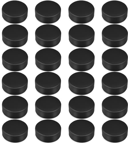 Mototo 24 PCS Sport Foam Ice Hockey Pucks 3 Inch Ice Hockey Pucks with Mesh Bag Foam Hockey Training Puck for Adults Practicing and Classic Training Indoor Floor Game Outdoor Sports (Black)