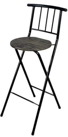 Tragbarer Metall-Klapphocker, Zusammenklappbarer Runder Hocker mit Rückenlehne, Hoher Stuhl für Bar/Küche/Camping/Garten, 95kg Kapazität
