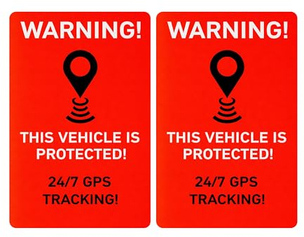 Juego de pegatinas VEHÍCULO RASTREO GPS, 2 pzs, 6 x 4 cm, lámina autoadhesiva, pegatina de aviso para uso en interiores y exteriores, pegatina adhesiva de protección antirrobo, pegatina de alarma