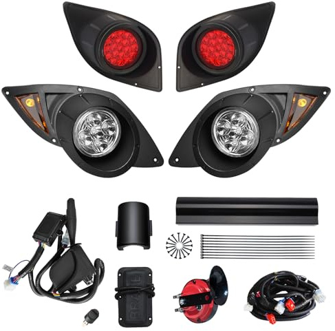 Orle Oko Golf Cart Deluxe Light Kit For YAMAHA G29 Drive 2007-up,12V Street Legal Golf Cart Upgrade Headlights Taillights for YAMAHA LED Light with Turn Signals Hazard Light Switch, Horn, Brake Pad