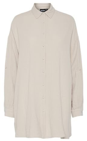 Pcsastina Ls Oversized långärmad skjorta Bc, Silvergrå, S
