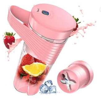 Mini-blender, Smoothie Maker portable, chargeur USB, avec 4 lames en acier inoxydable et un bol de 460 ml pour les voyages, la salle de sport, le bureau, les milk-shakes et les smoothies