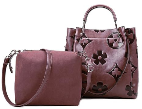 Leder Arbeitstasche Damen Büro - Einkaufstasche Groß Handtasche Set Damen, Umhängetasche, Dirndl Tasche, Trachtentasche, Tote Bag Leder mit Reißverschluss, Vielen Fächern, Reisehandtasche, Bürotasche