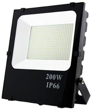 Proyector LED SMD 200W, 110Lm/W, luz blanca 6000K, ideal para iluminación exterior y eventos, eficiente y de alto rendimiento.