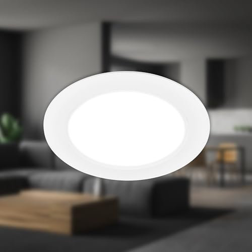BRILONER - 1x faretto da incasso LED 230V piatto, luce bianca neutra, 12W, 1200lm, spot LED, faretti da soffitto, faretti LED 230V, 170x30mm (DxH), bianco