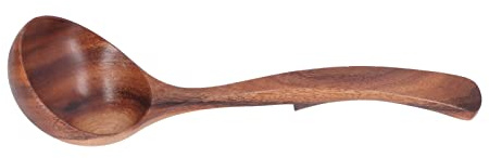 lvifloae Cucharas de madera de teca, cucharón de madera para cocinar, cucharón de mango largo, cuchara para servir sopa de madera de acacia, herramienta de vajilla de cocina con (Medio)
